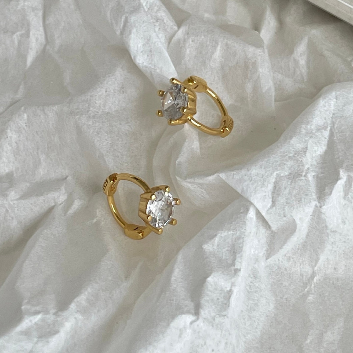 F廠-韓國韓版925純銀六爪鋯石耳扣耳釘女簡約時尚ins風耳環「C1420」25.11-3