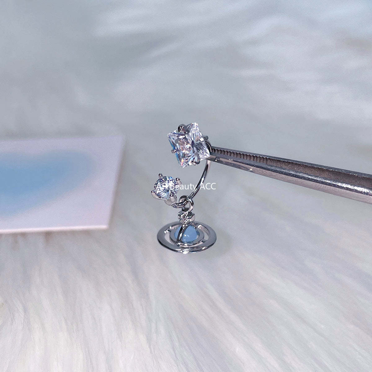 C廠-甜酷小香風宇宙星軌吊墜耳釘女精緻高級感粉鋯石耳環輕奢秋冬耳飾「EH-4153」25.12-2