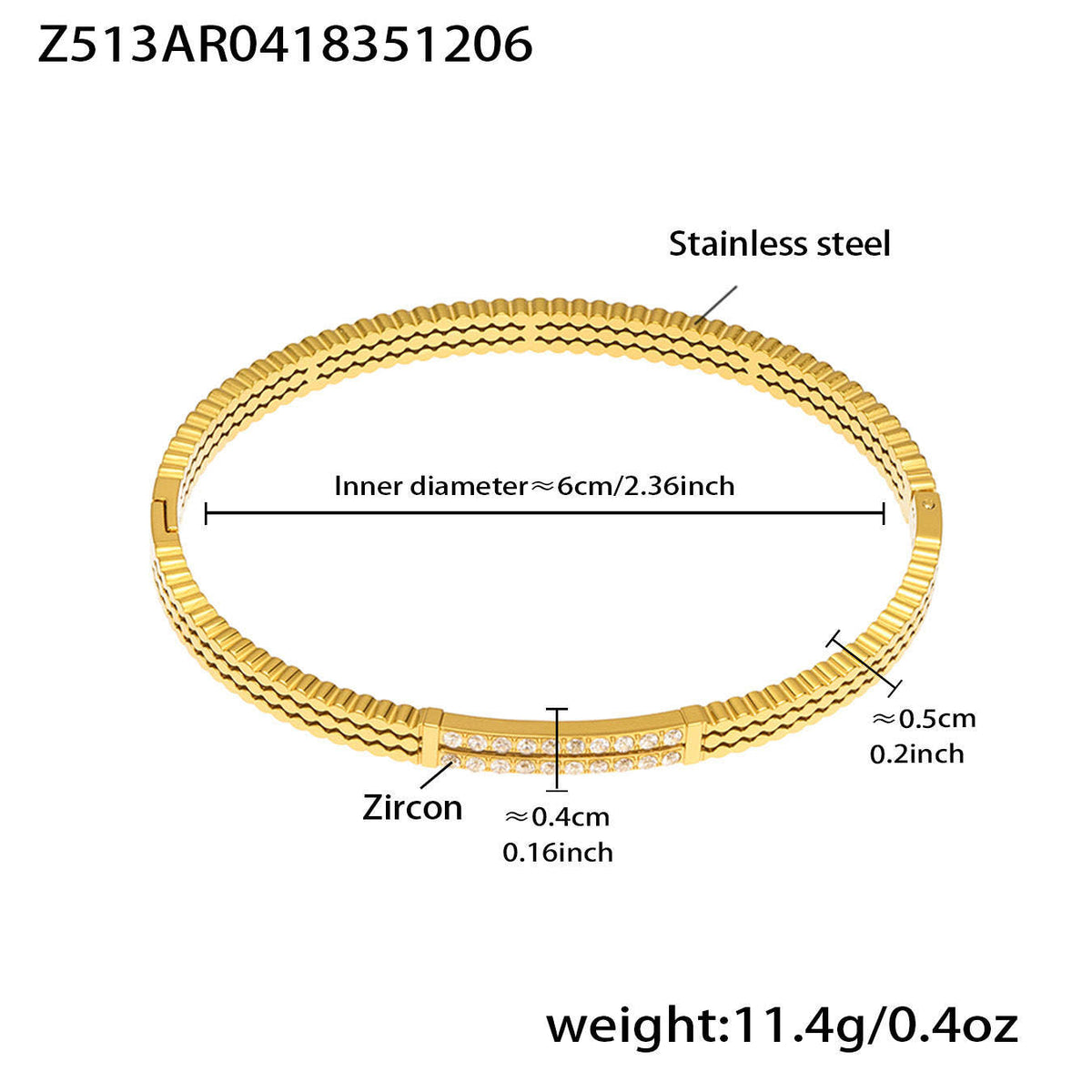 B廠-不鏽鋼單排鑽鋯石卡扣手鐲組合歐美時尚潮酷手飾品鍍18k金不掉色「Z512-15」25.12-2