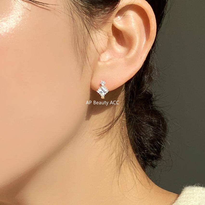 F廠-韓國韓版925純銀方鋯石耳釘耳扣女簡約時尚ins風耳環耳飾「C1029」25.11-2