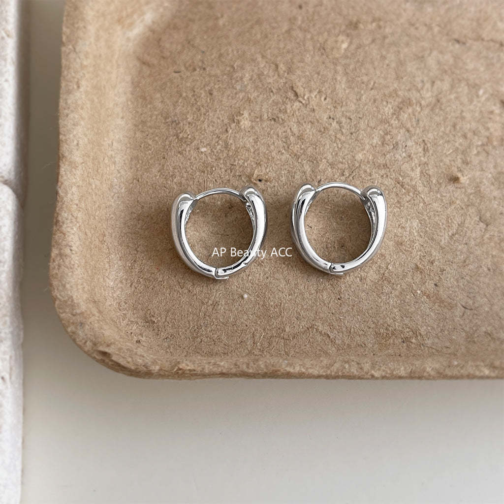 A廠-時尚高級感光面幾何圓形耳圈通勤百搭個性冷淡風新款耳飾工廠耳環「7118」25.12-1