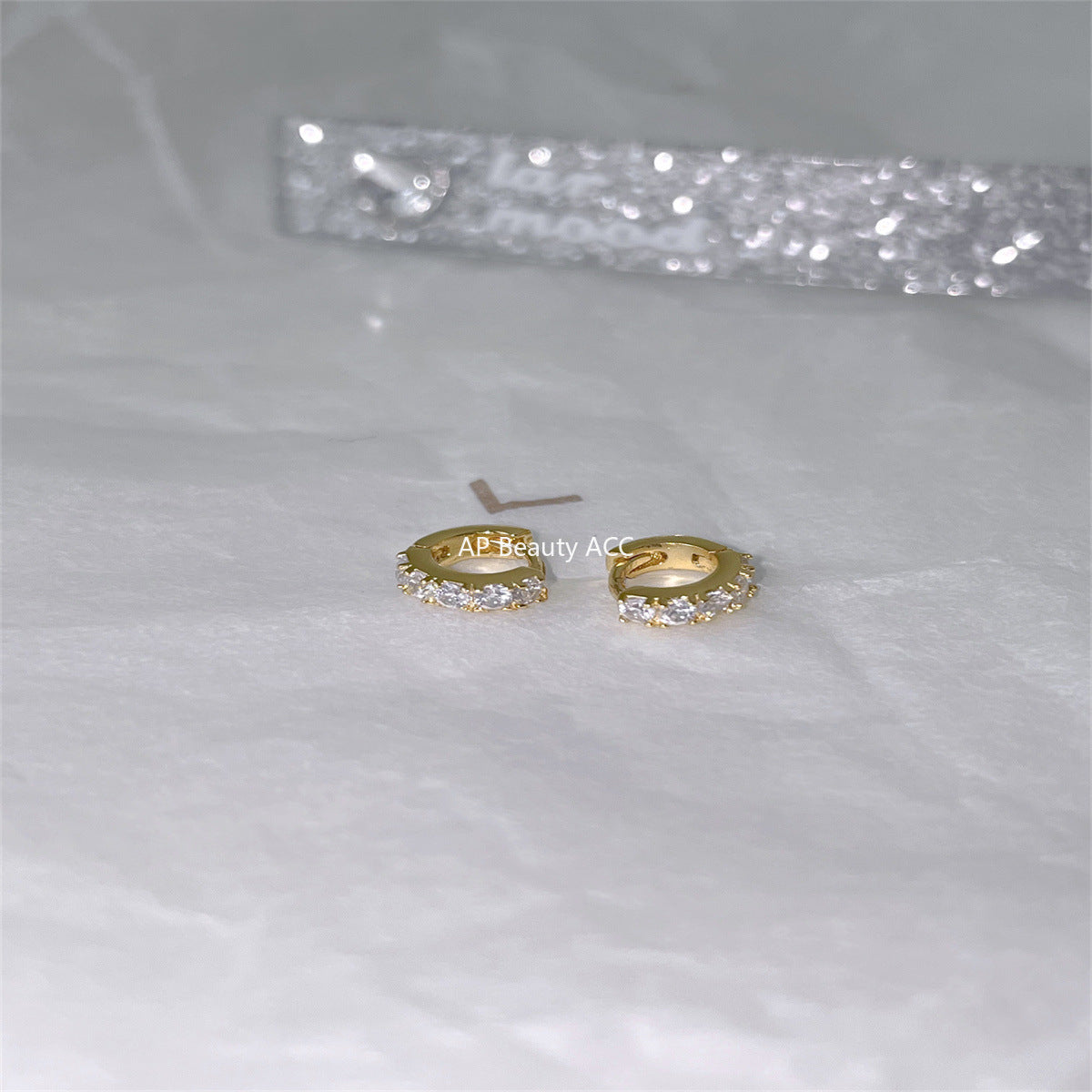 C廠-極簡冷淡風鋯石耳環女輕奢高級感mini純銀耳圈精緻時尚氣質耳扣「EH-4209」25.10-3