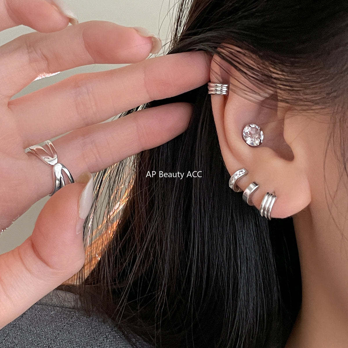 C廠-925銀針耳環線圈重疊耳釘女小眾設計感高級耳耳圈耳釘爆耳飾「EH-3132.SJ」25.12-2