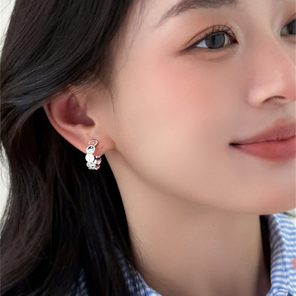 C廠-新款歐陽娜娜同款銀針耳釘女高級感個性簡約小眾時尚耳環氣質耳飾「EH-3822」25.07-3