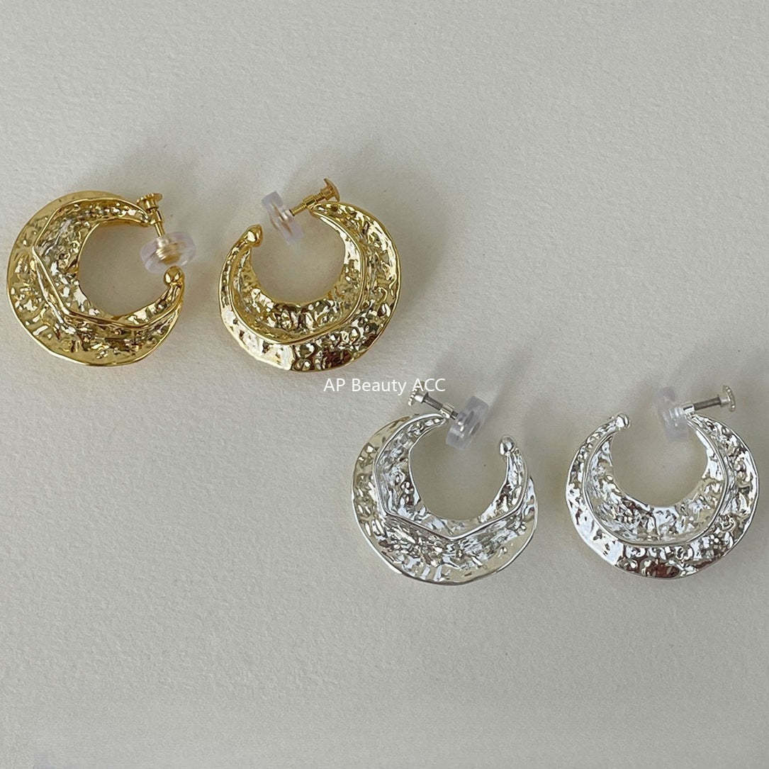 C廠-秋冬個性金屬感高級紋理誇張耳夾女復古氣質高級感耳環輕奢耳飾「EJ-61」25.12-3