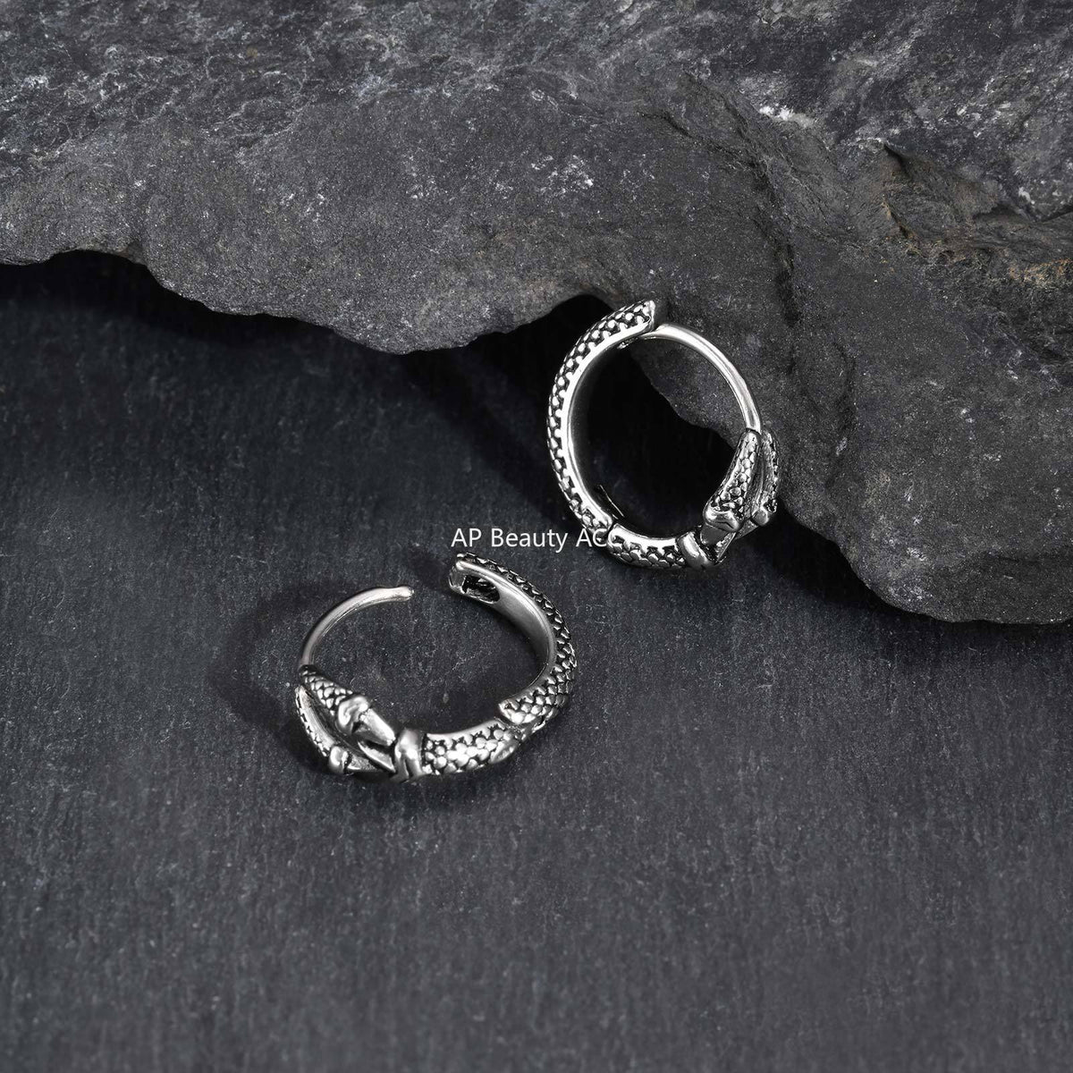 G廠-歐美嘻哈風跨境熱銷不鏽鋼霸氣個性復古幾何紋理爪子耳圈「EH-837S」25.12-2