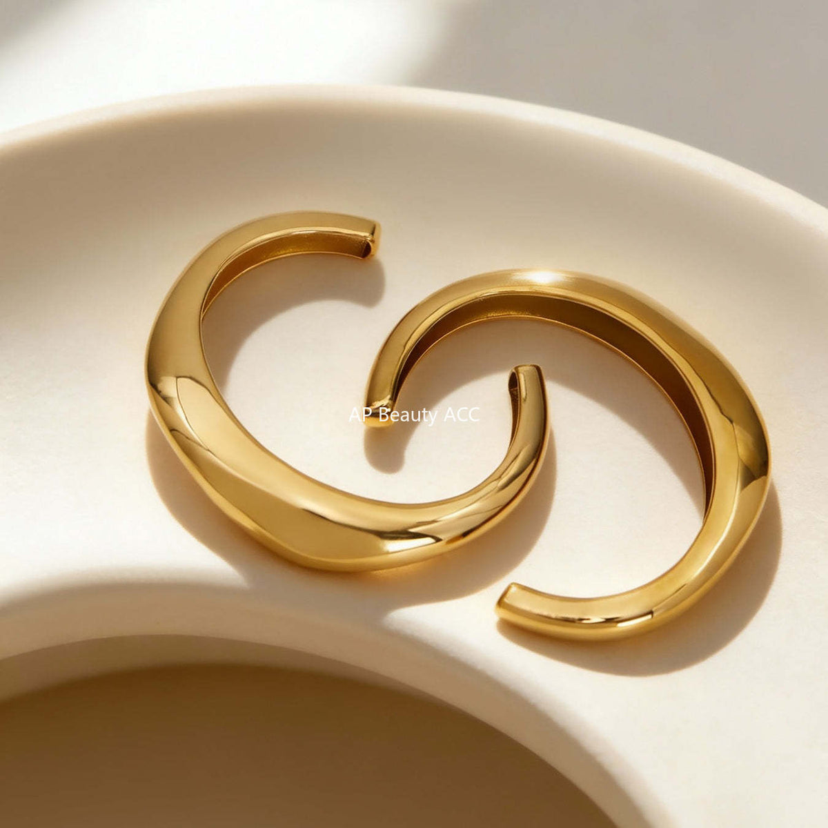 B廠-不鏽鋼鋯石花朵愛心吊墜手鐲C型斜角高拋光 光面百搭手環鍍18k金「Z516-Z517」25.12-2