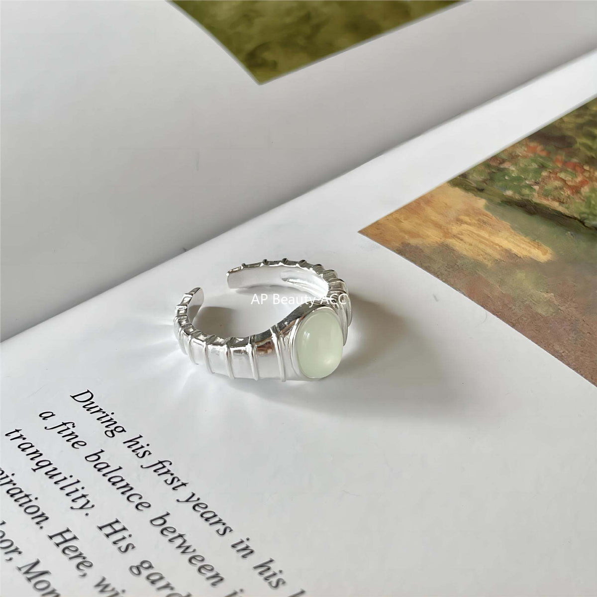 F廠-韓版飾品925純銀橢圓水晶戒指個性小紅書INS戒指指環「J1900」25.12-2