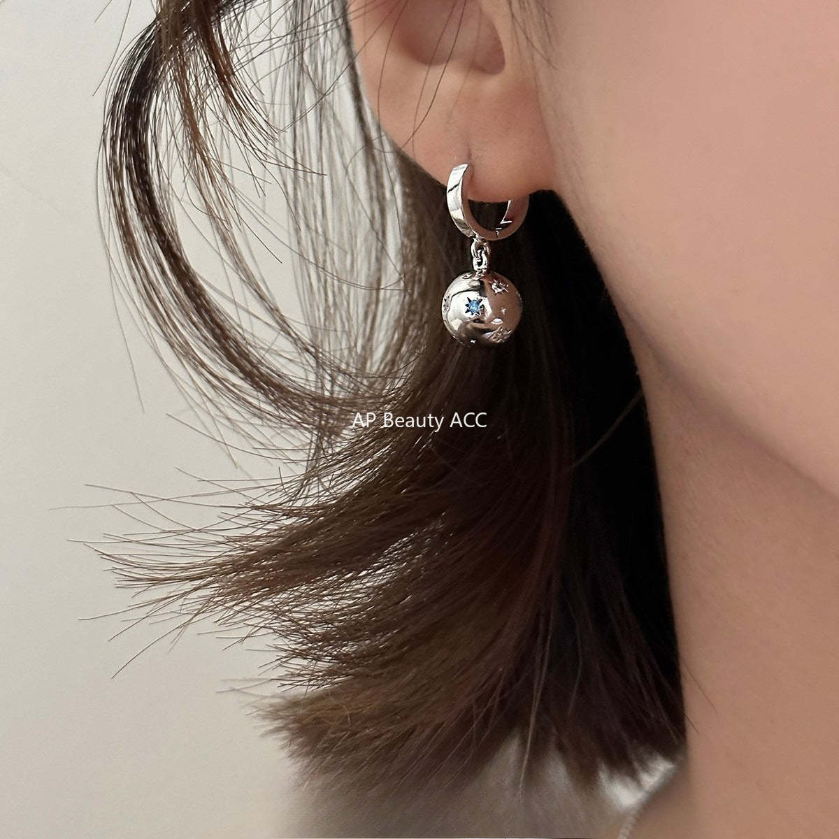 C廠-星球耳扣女小眾復古設計簡約銀針耳環時尚氣質極簡耳飾「EH-4124」25.12-2