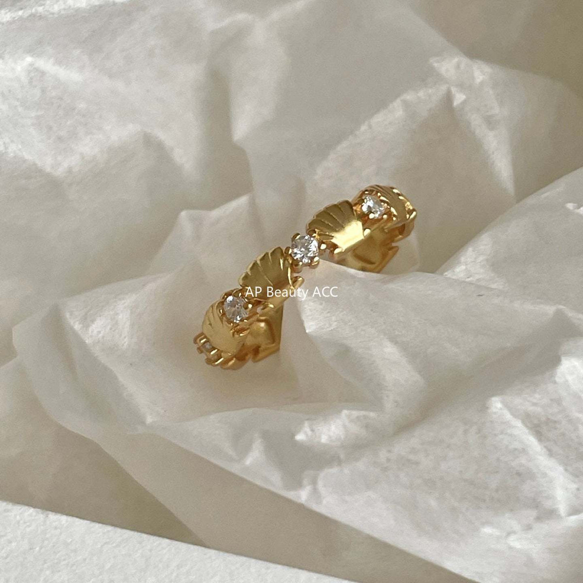 F廠-韓版小紅書ins簡約S925純銀鋯石貝殼戒指設計感個性戒指「J2145」25.11-3