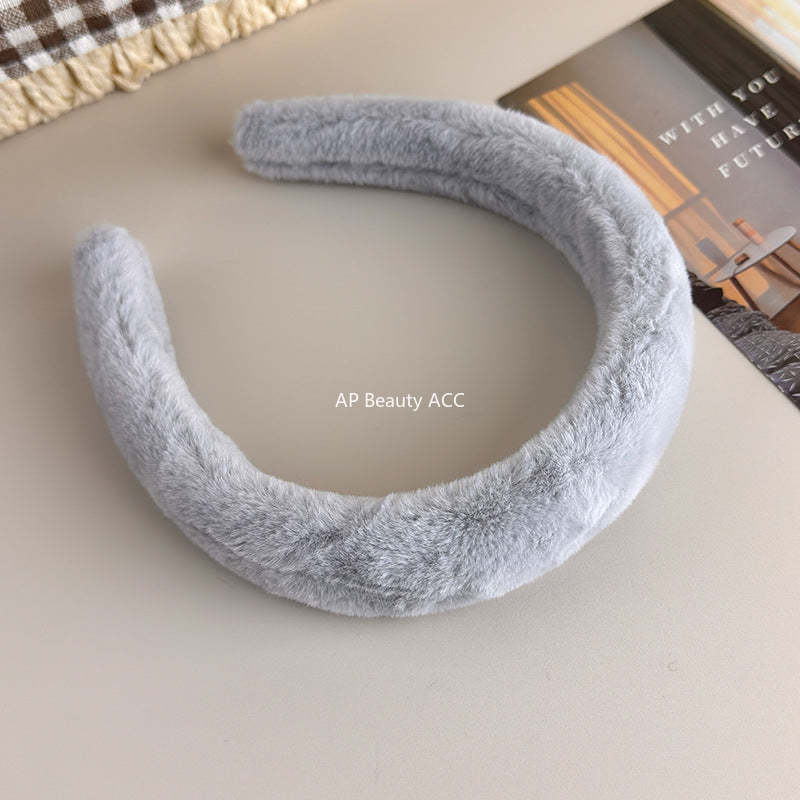 E廠-秋冬仿兔毛軟糯毛毛高顱頂寬髮箍氣質百搭溫暖毛絨絨壓髮頭箍髮飾「19179」25.11-3