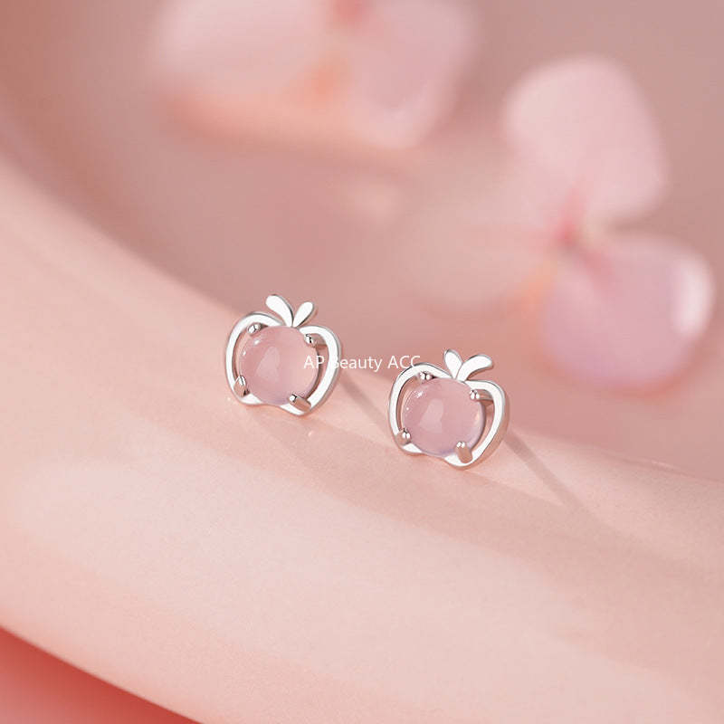 D廠-S999足銀小巧蘋果耳環女迷你耳環養耳洞水果氣質小眾可愛耳環「YC5016E_1」25.11-3