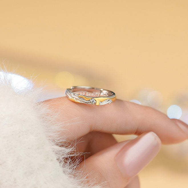 D廠-原創足銀S999熔岩紋理情侶對戒冷淡風輕奢款個性送女友手飾批發「YC4442R_1」25.11-4