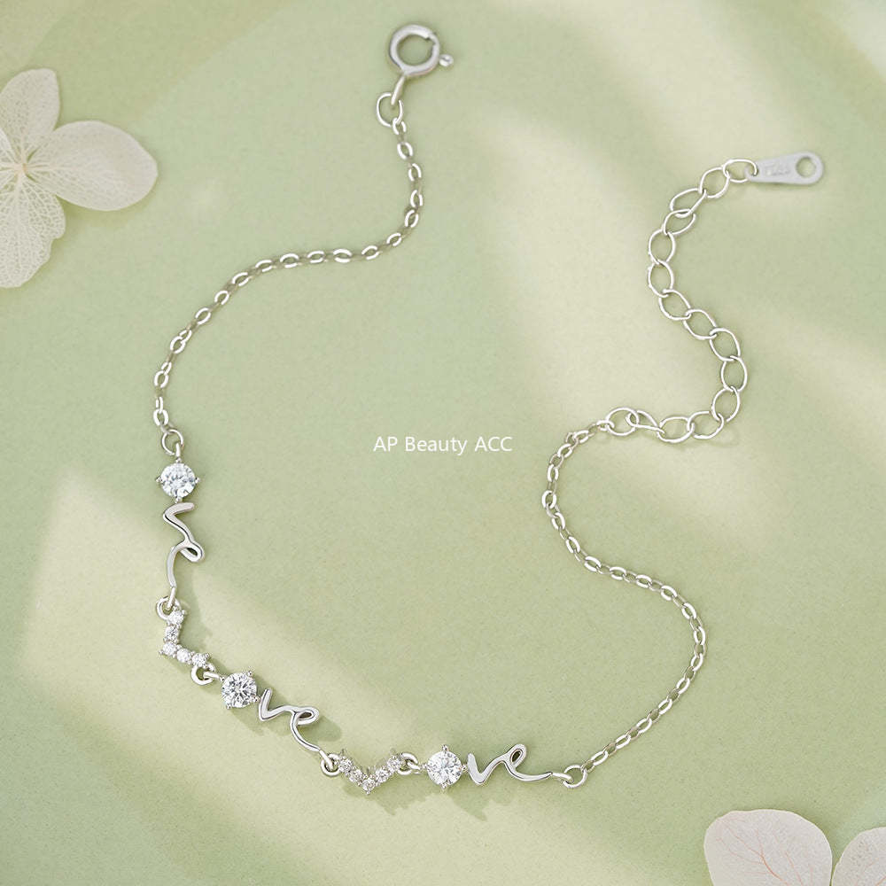 D廠-純銀S925時尚輕奢LOVE字母項鍊女ins風百搭小眾高級感手鍊批發「YC4137SL_1」25.12-3