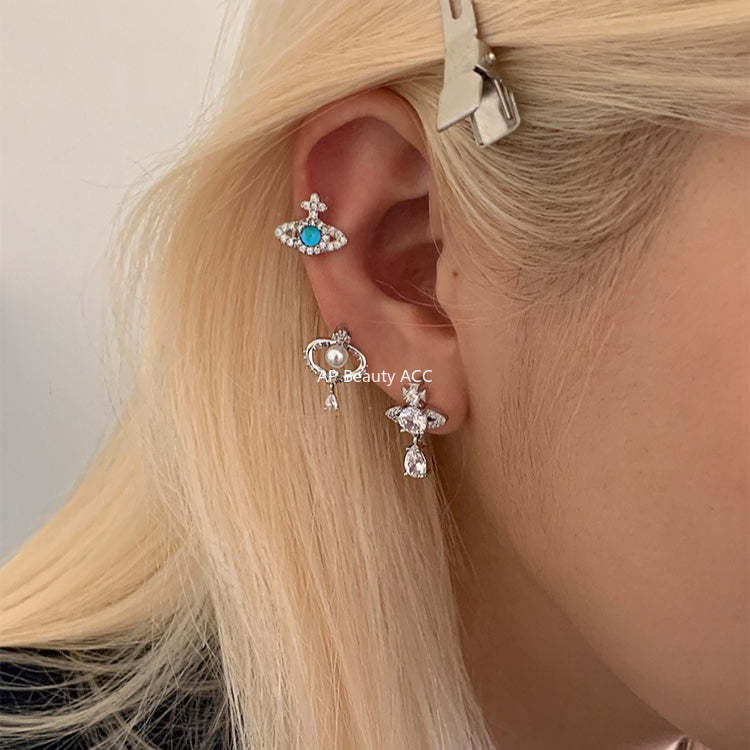 C廠-甜酷風爆閃鋯石星球耳釘鈦合金女高級感個性氣質別針鈦鋼新品耳飾「EH-4347」25.12-1