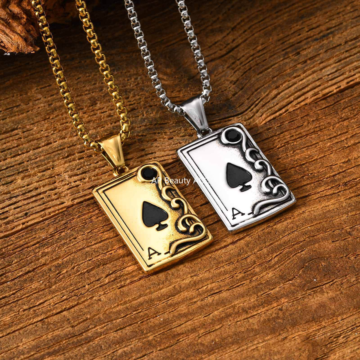 G廠-不鏽鋼撲克吊墜潮嘻哈百搭hiphop蹦迪黑桃A花紋吊墜「PN-2317S」25.12-3