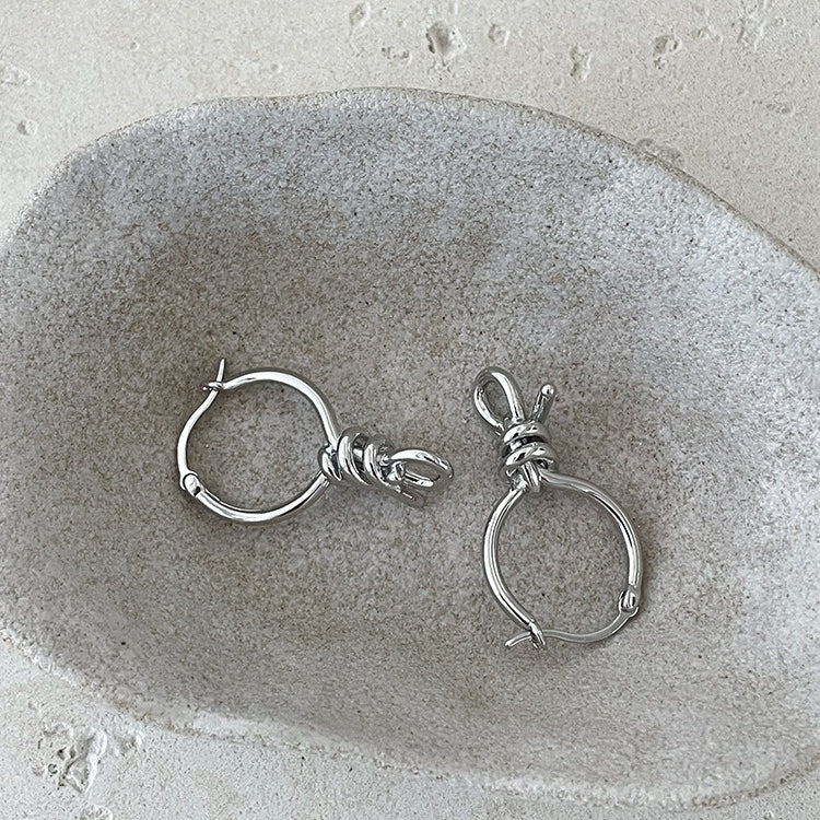 C廠-酷颯冷淡風獨特繩結耳扣女幾何個性冷淡風銀針耳扣輕奢高級感耳飾「EH-4395」25.12-2