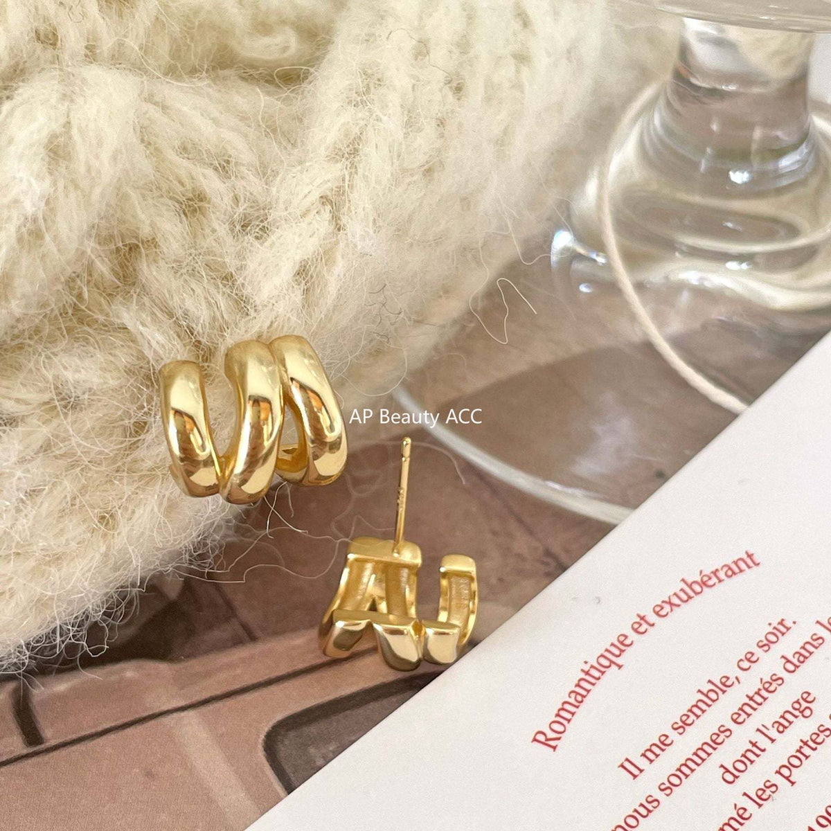 F廠-韓國韓版925純銀耳釘韓風INS極簡波紋耳環耳扣銀耳釘女「C878」25.12-1