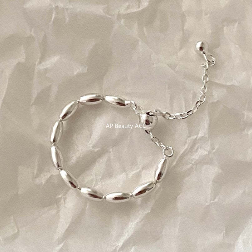 F廠-韓國韓版極簡925純銀 簡約ins潮人同款 橄欖珠戒指「J1621」25.12-1