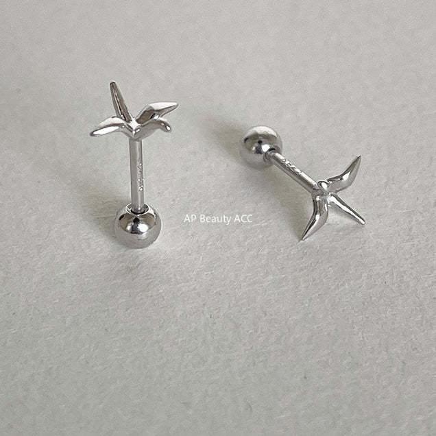 C廠-925純銀千紙鶴耳釘秋冬高級感小眾時尚耳環精緻百搭極簡日常耳飾「EH-4327」25.12-1