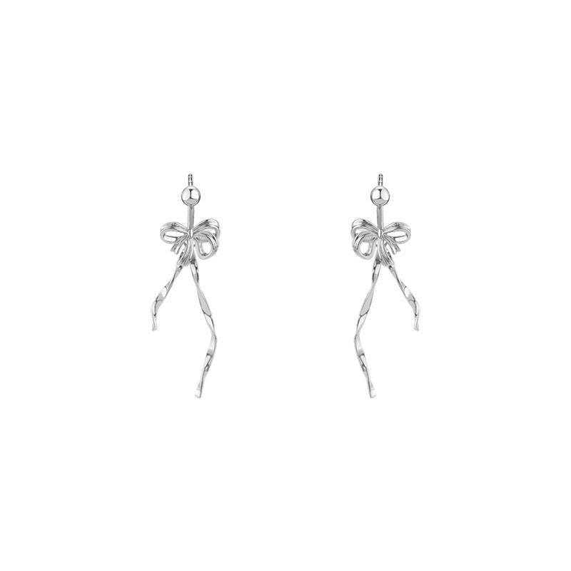 D廠-純銀S925飄帶蝴蝶結耳環芭蕾風甜美高級感氣質個性公主耳飾「YC9844E」25.12-3