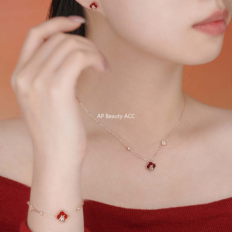 D廠-原創S925純銀馬到成功耳環本命年手鍊四葉草生肖馬項鍊批發「YC2693N_1 YC4913SL_1 YC9704E_1」25.10-5