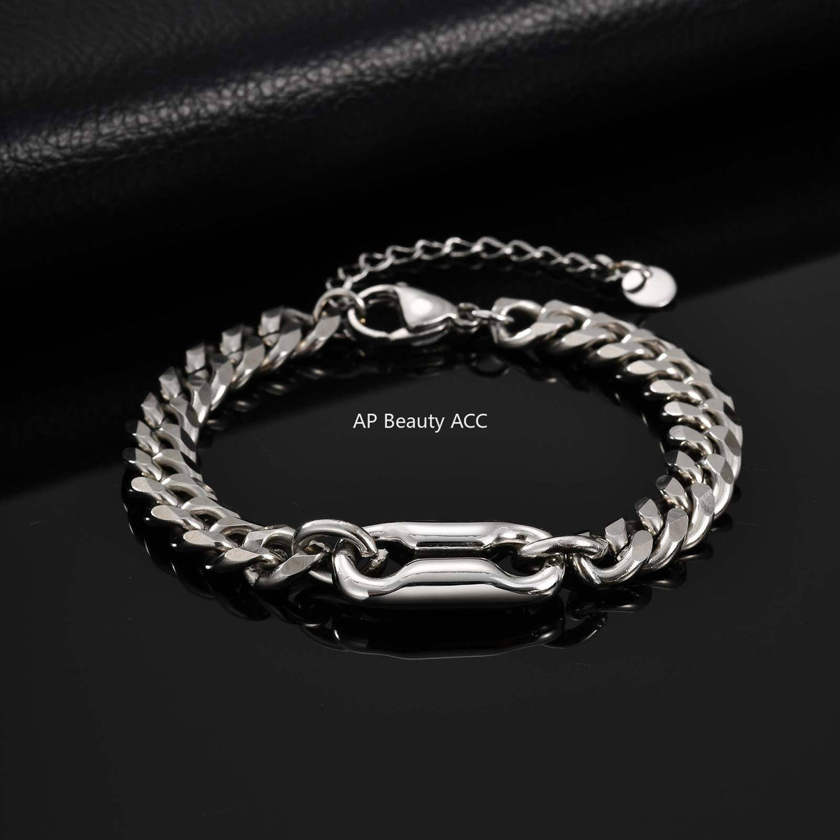 G廠-不鏽鋼小眾ins潮酷單身簡約男女 個性8字金屬古巴手鍊鋼色「BR-2632」25.12-1