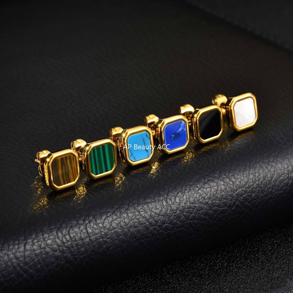 G廠-不鏽鋼時尚簡約款方形貝殼男女耳釘金色百搭潮流耳環批發「ES-728」25.12-2