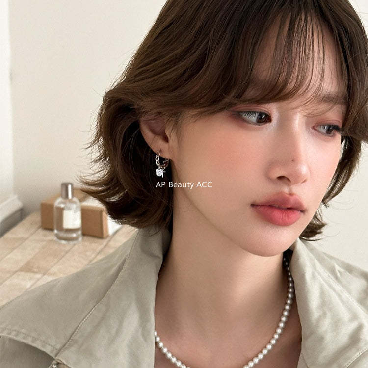 C廠-歐美設計感925銀針十字架吊墜耳環女冷淡風潮流酷颯耳扣秋冬耳飾「EH-4270」25.11-4