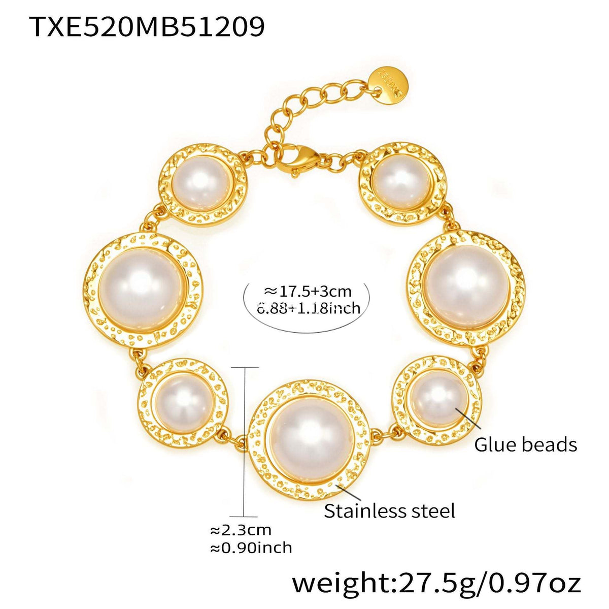 B廠-不鏽鋼多彩貝珠開口戒指個性圓膠紙手鍊首飾套裝鍍18k真金不掉色「TXA520-TXE520」25.12-3