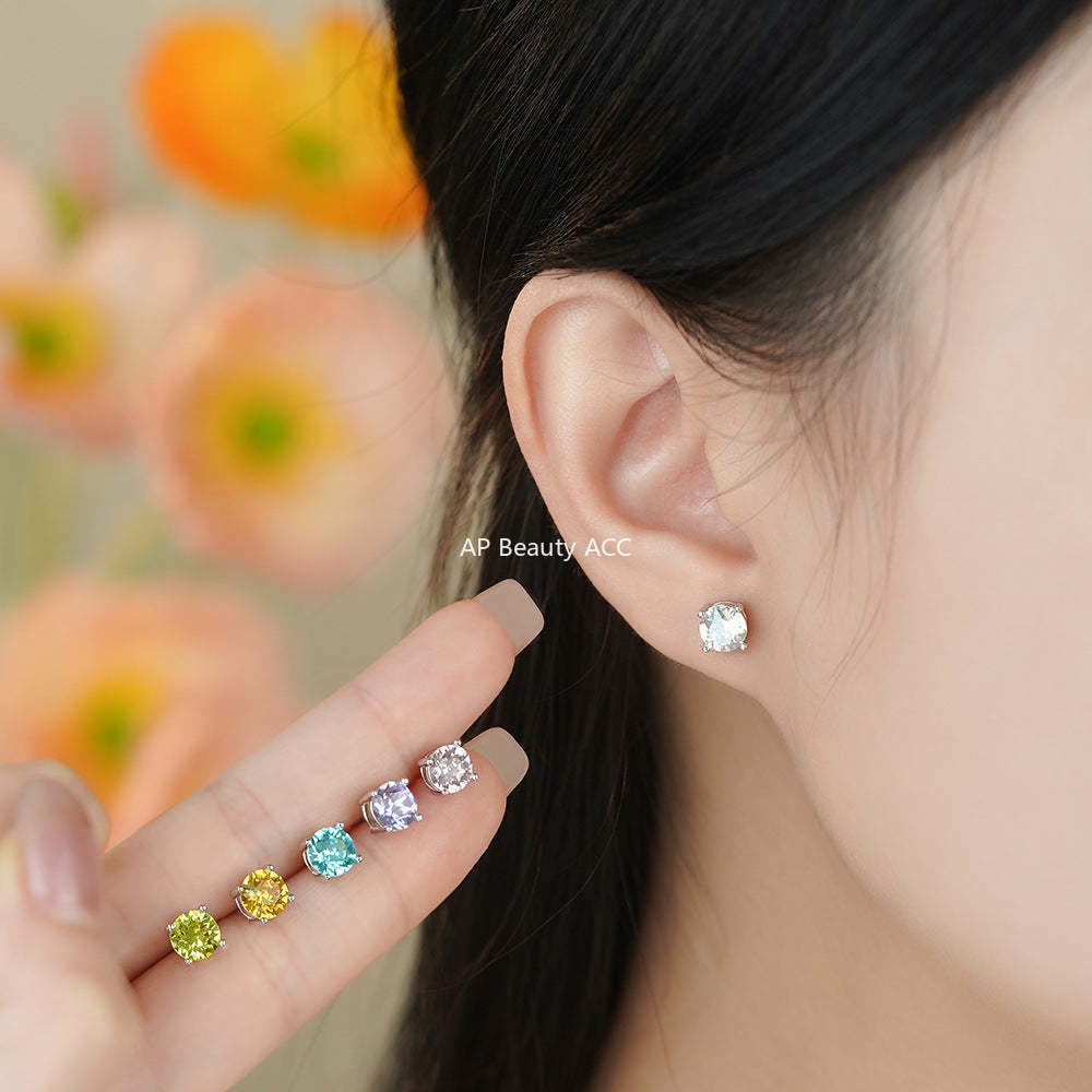 D廠-足銀S999小清新施華洛鋯石耳環女高級感多巴胺新款爆款耳飾「YC8779E_1」25.12-2