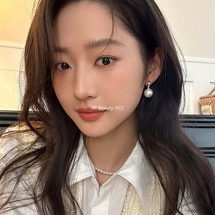 C廠-925銀針氣質名媛風珍珠耳環女輕奢百搭氣質耳環日常通勤百搭耳飾「EH-4360」25.11-4