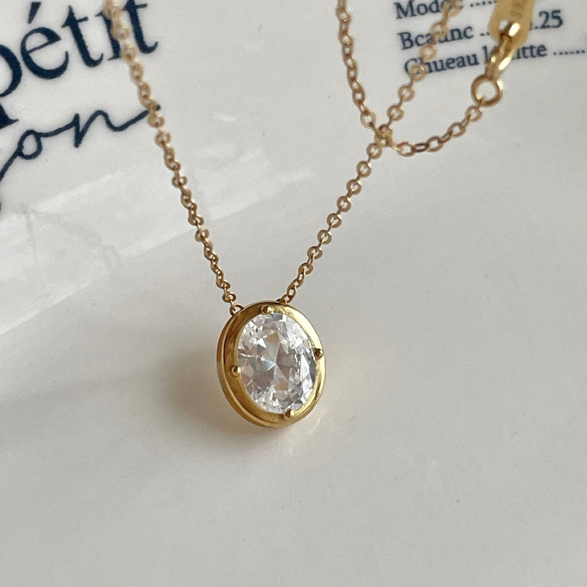 F廠-韓國韓版飾品925純銀橢圓鋯石項鍊INS風格百搭項鍊設計款項鍊「B1384」25.11-4