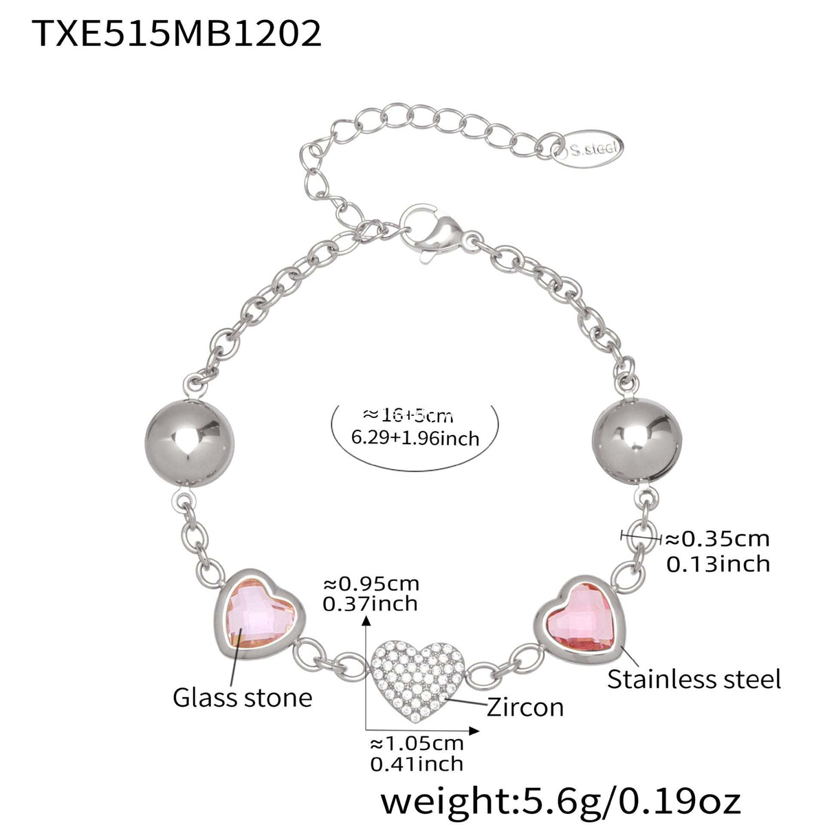 B廠-不鏽鋼彩色樹脂包邊項鍊5A鋯石愛心手鍊多巴胺飾品套裝鍍18k真金「TXP515」25.12-2
