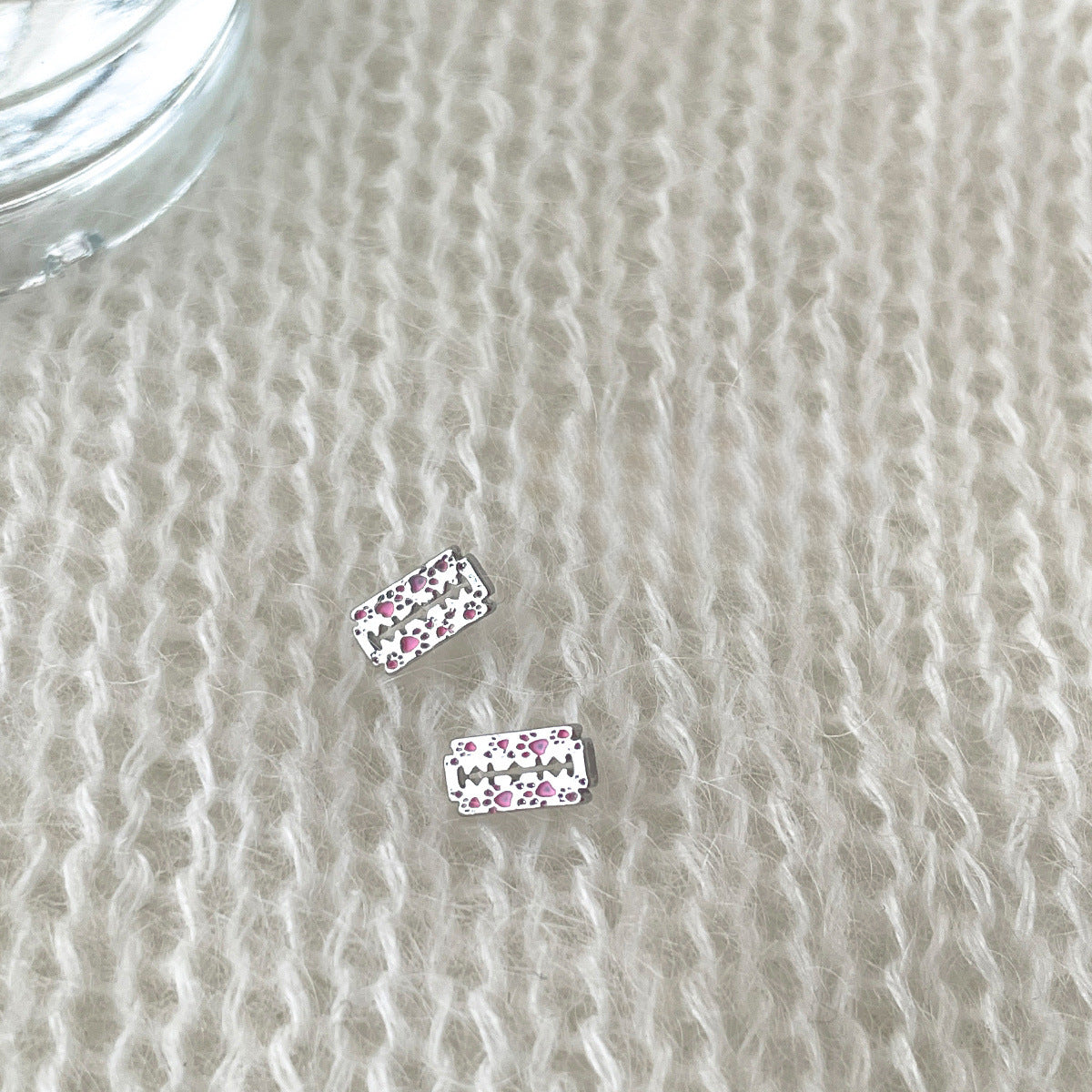C廠-925銀針甜美可愛風貓爪耳釘女精緻獨特刀片設計耳環小眾百搭耳飾「EH-3508」25.05-3