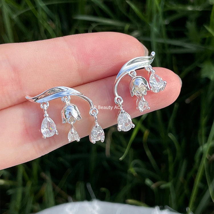 C廠-森系小香風鈴蘭花耳釘女精緻小清新氣質高級清冷感耳環冷淡風耳飾「EH-4123」25.11-2