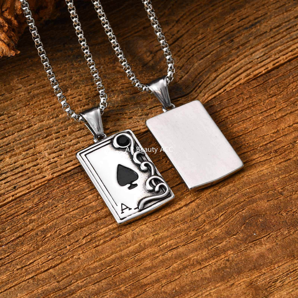 G廠-不鏽鋼撲克吊墜潮嘻哈百搭hiphop蹦迪黑桃A花紋吊墜「PN-2317S」25.12-3