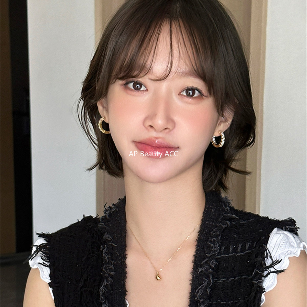 C廠-韓系極簡風超閃鋯石耳環女輕奢高級感氣質銀針耳圈大氣時尚新耳飾「EH-4202」25.10-3