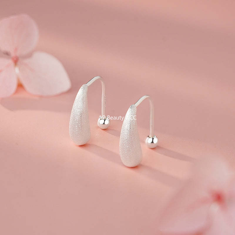 D廠-S999足銀新款拉絲水滴螺絲耳環女潮冷淡風高級感小眾簡約耳飾批發「YC2283E_1」25.11-3