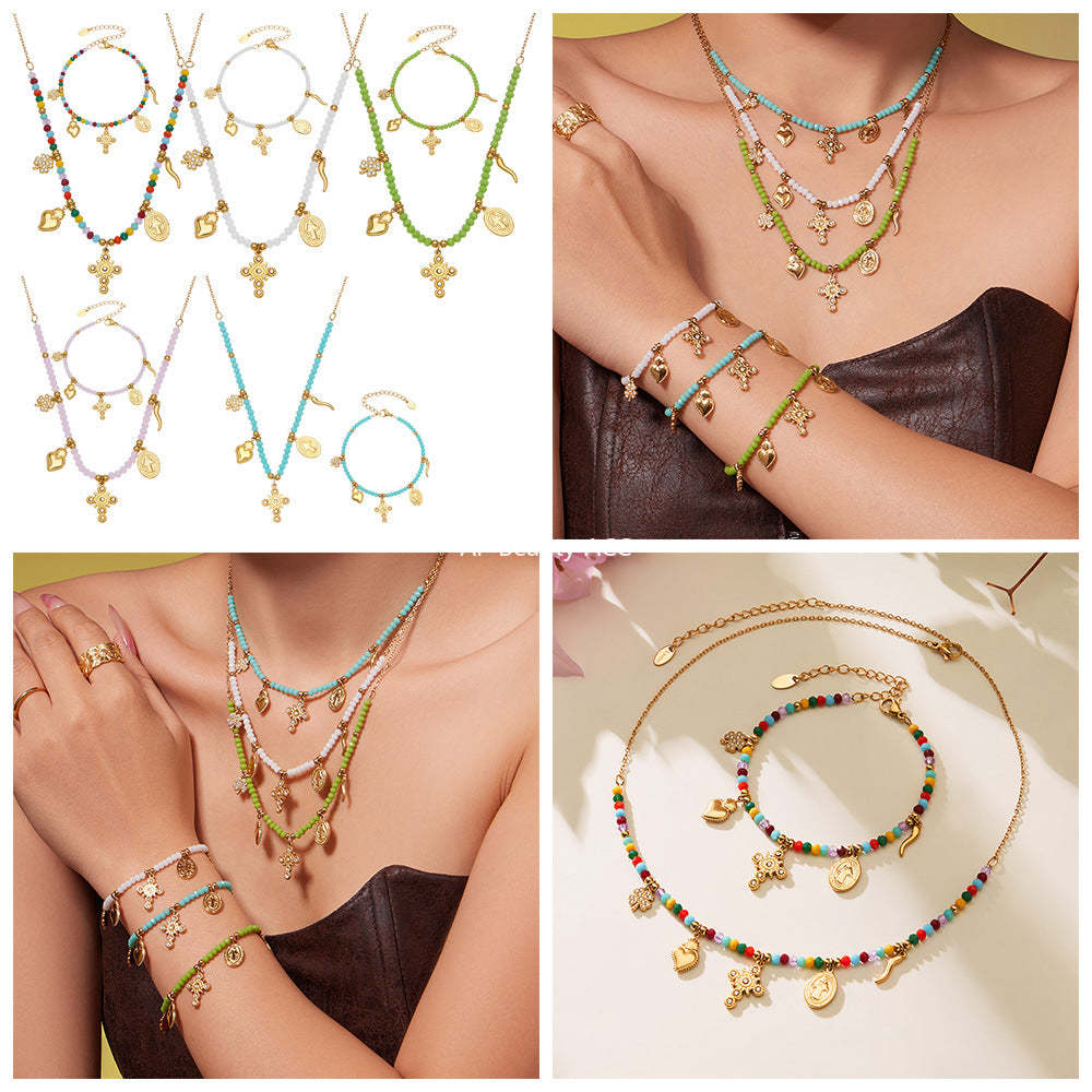 B廠-天然切面水晶石飾品5A鋯石DIY多配件手鍊項鍊不鏽鋼套裝女「TXP481」25.11-4