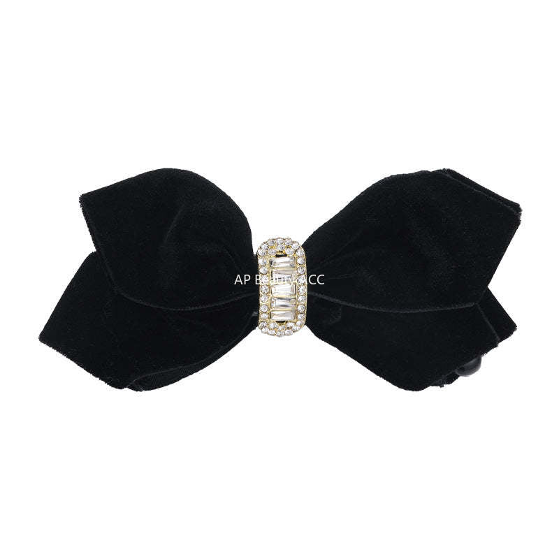 E廠-2025秋冬新款黑色絲絨蝴蝶結香蕉夾竪夾扎高馬尾頭飾髮夾女抓夾「27735」25.12-1