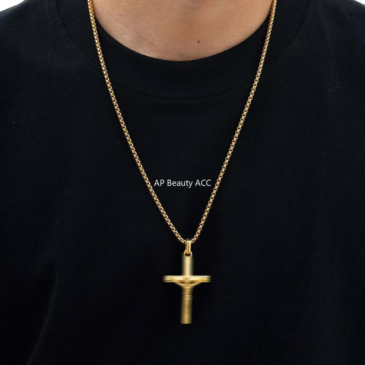 G廠-歐美不鏽鋼十字架吊墜個性復古項鍊潮 男士時尚百搭飾品「PN-2207」25.11-1