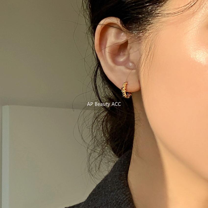 F廠-韓國韓版925純銀螺旋紋耳釘耳扣女簡約時尚ins風耳環耳飾「C1026」25.11-2