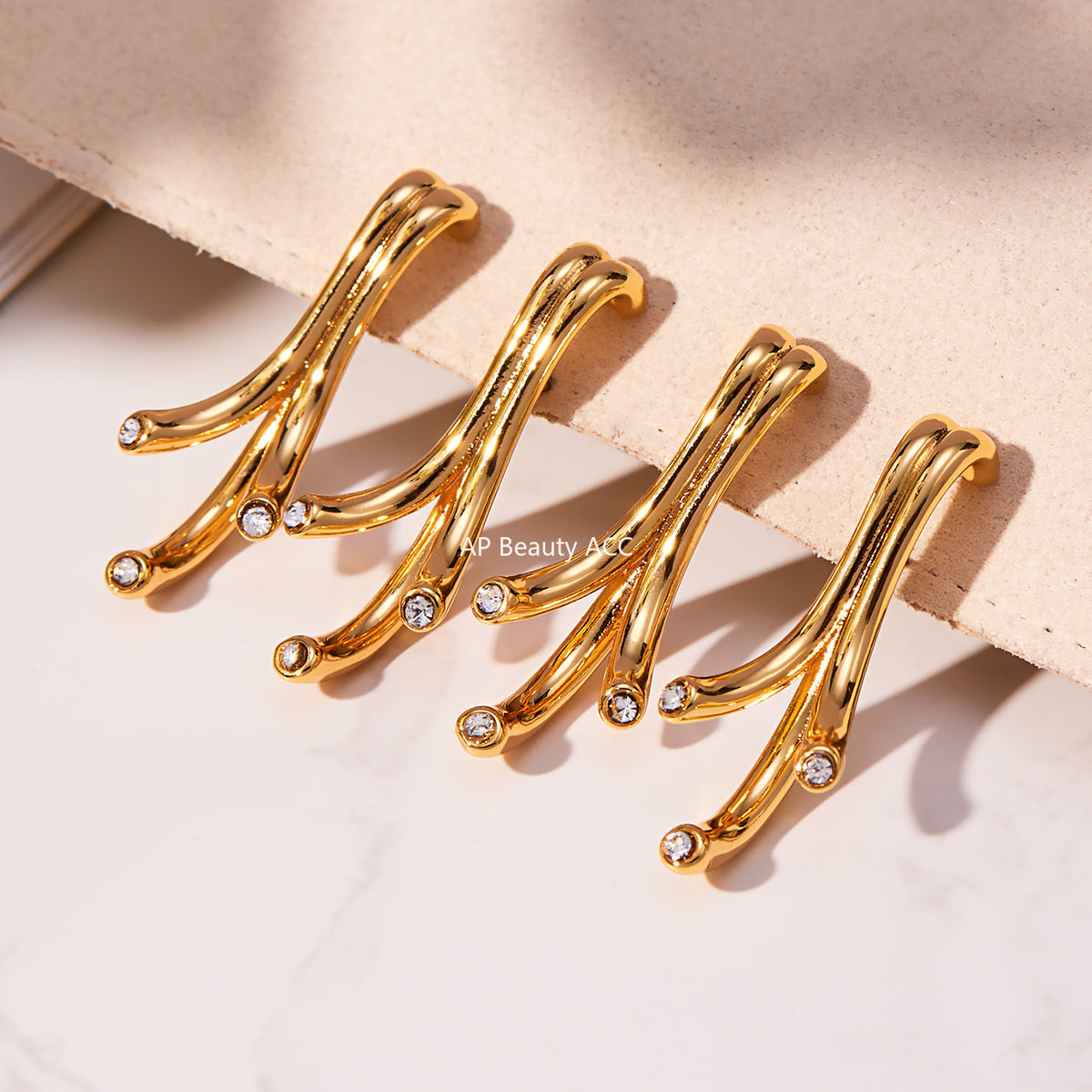 B廠-銅材質幾何異形鑲嵌鋯石耳環輕奢個性歐美風高質感耳飾批發「F811」25.11-1