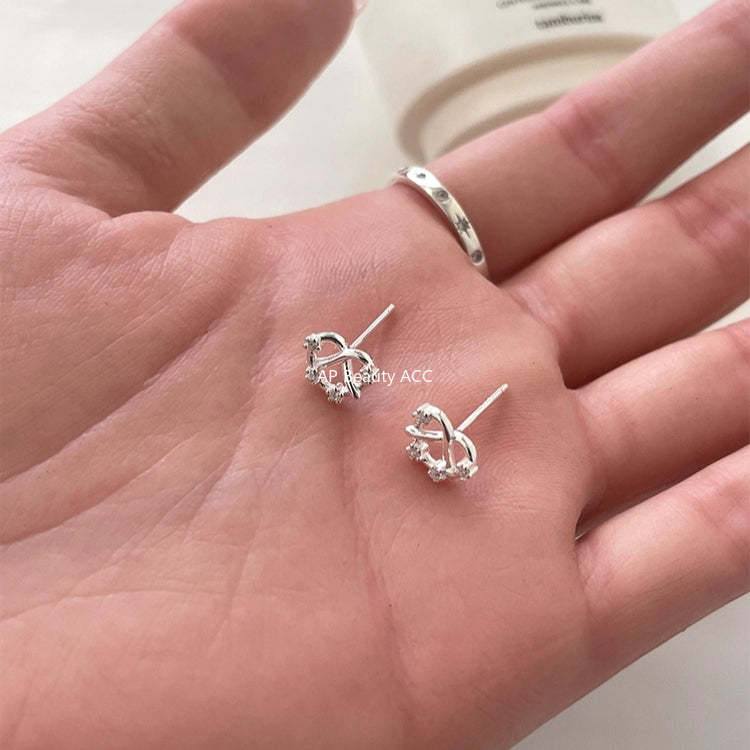 C廠-999純銀鹼水結耳釘女養耳洞小眾設計精緻耳環高級感洗睡免摘耳飾「EH-3307.sj」25.12-1