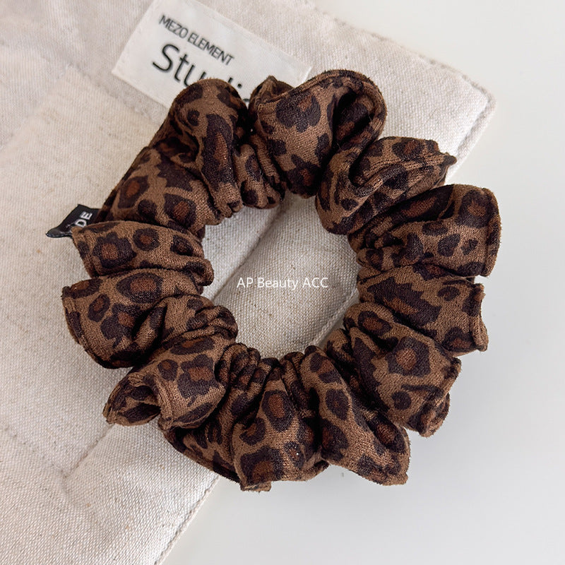 E廠-韓系新款豹紋麂皮絨小腸髮圈女簡約氣質少女丸子頭繩馬尾皮筋髮繩「27656」25.11-2