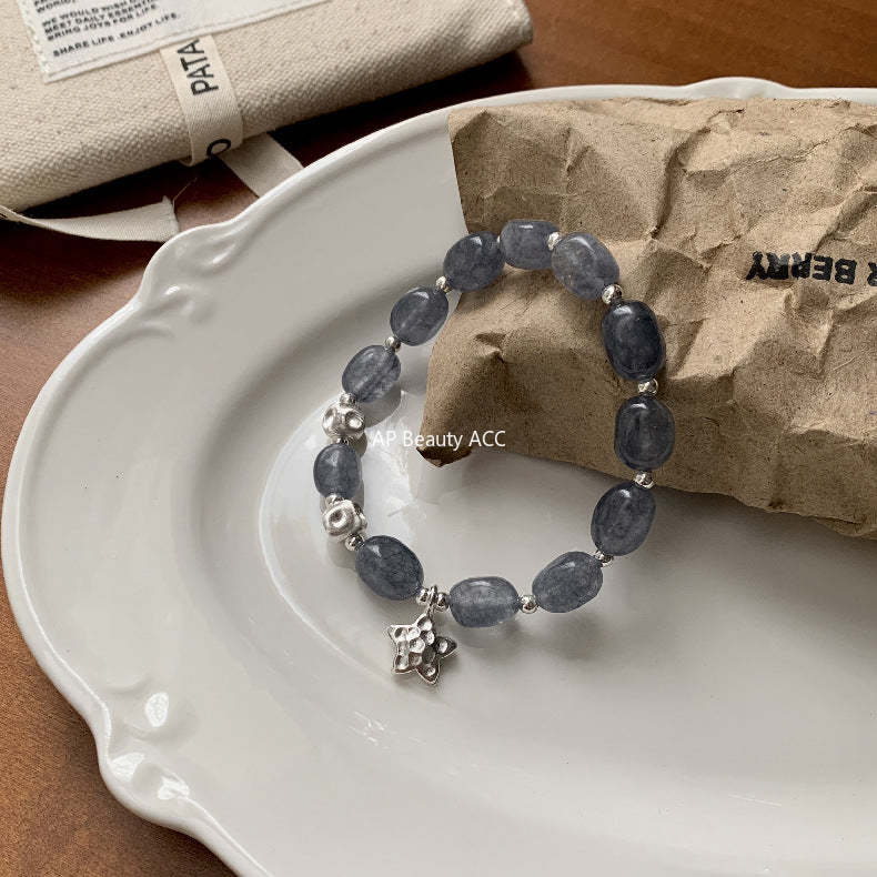 C廠-原創設計奶油甜美s925純銀星星方糖貓眼藍玉髓S925純銀手鍊銀項鍊「1530」25.11-3