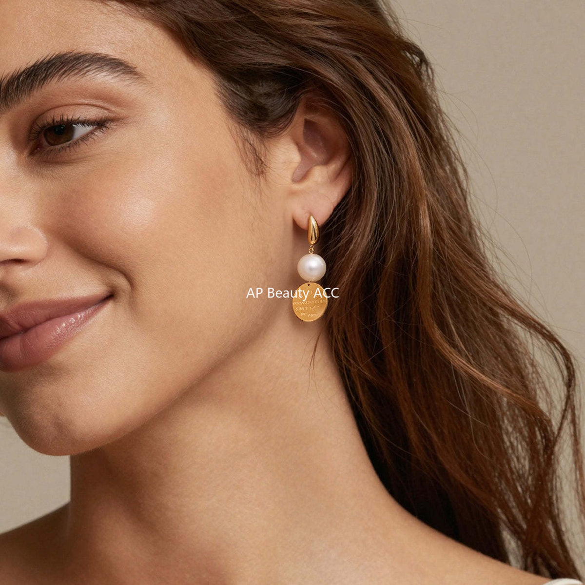 B廠-不鏽鋼圓牌字母大膠珠吊墜耳環跨境小眾設計耳飾鍍18k真金不掉色「F860-F861」25.12-2