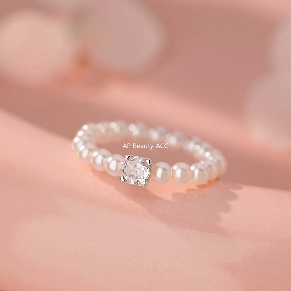 D廠-純銀S925溫柔珍珠戒指女新款韓式簡約文藝法式復古清新手飾「YC5467R」25.12-3