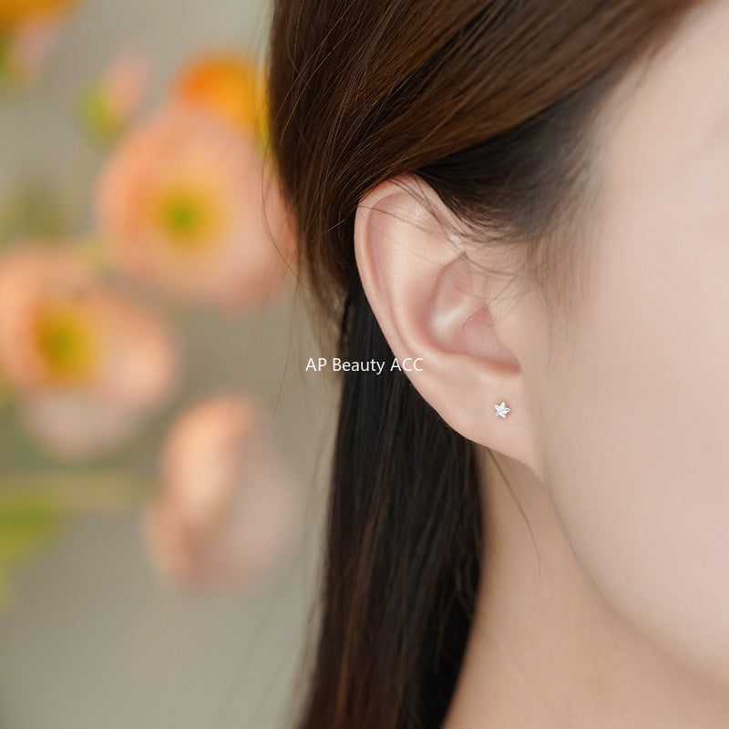 D廠-S999足銀精美鋯石星星螺絲耳環女甜美可愛小巧文藝輕奢耳飾「YC4262E_1」25.11-2